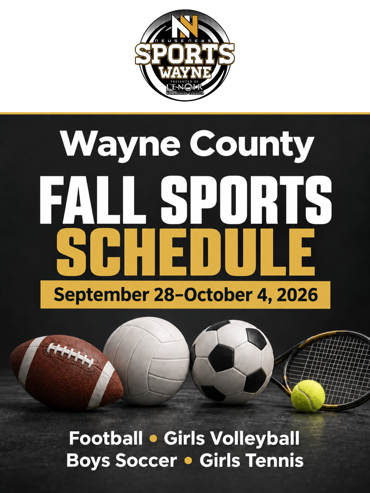 Wayne County Fall Sports Schedule: September 28–October 4, 2026